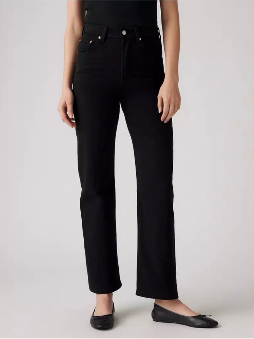 Levi’s Ribcage Straight Ankle Black Jeans Women’s Size 28 Button Fly
